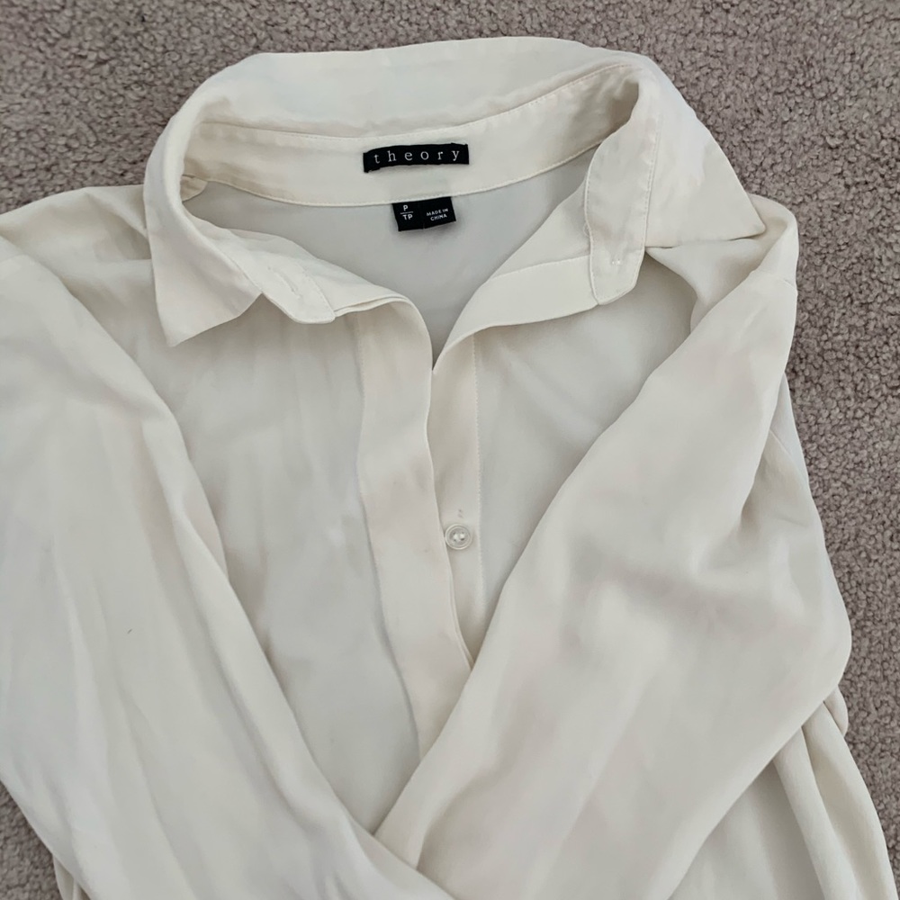 Theory 100% silk blouse white formal casual size P